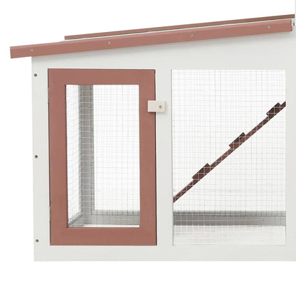 170844 vidaXL Outdoor Large Rabbit Hutch Brown and White 201x45x85 cm Wood