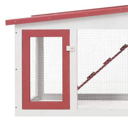 170845 vidaXL Outdoor Large Rabbit Hutch Red and White 201x45x85 cm Wood