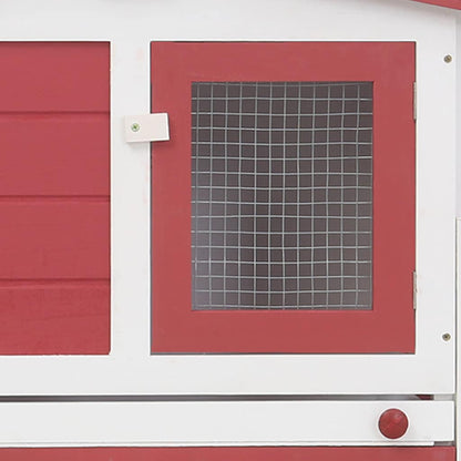 170845 vidaXL Outdoor Large Rabbit Hutch Red and White 201x45x85 cm Wood