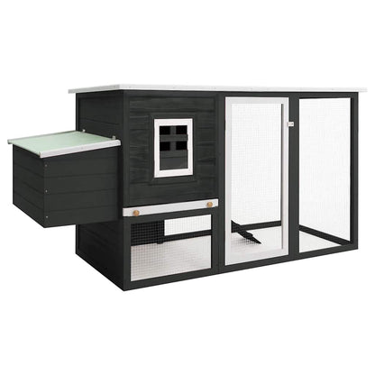 170846 vidaXL Outdoor Chicken Cage Hen House with 1 Egg Cage Grey Wood