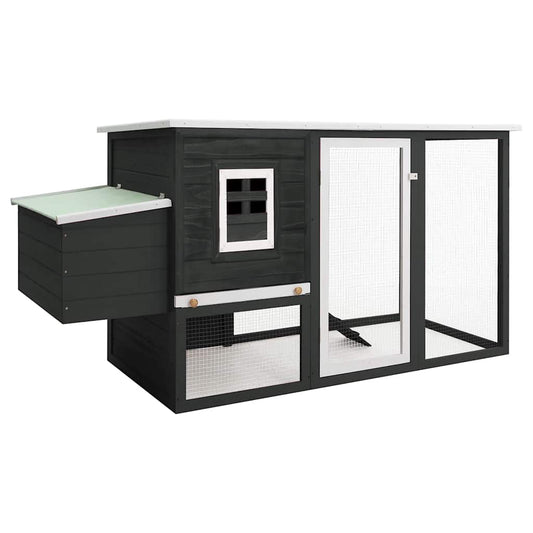 170846 vidaXL Outdoor Chicken Cage Hen House with 1 Egg Cage Grey Wood