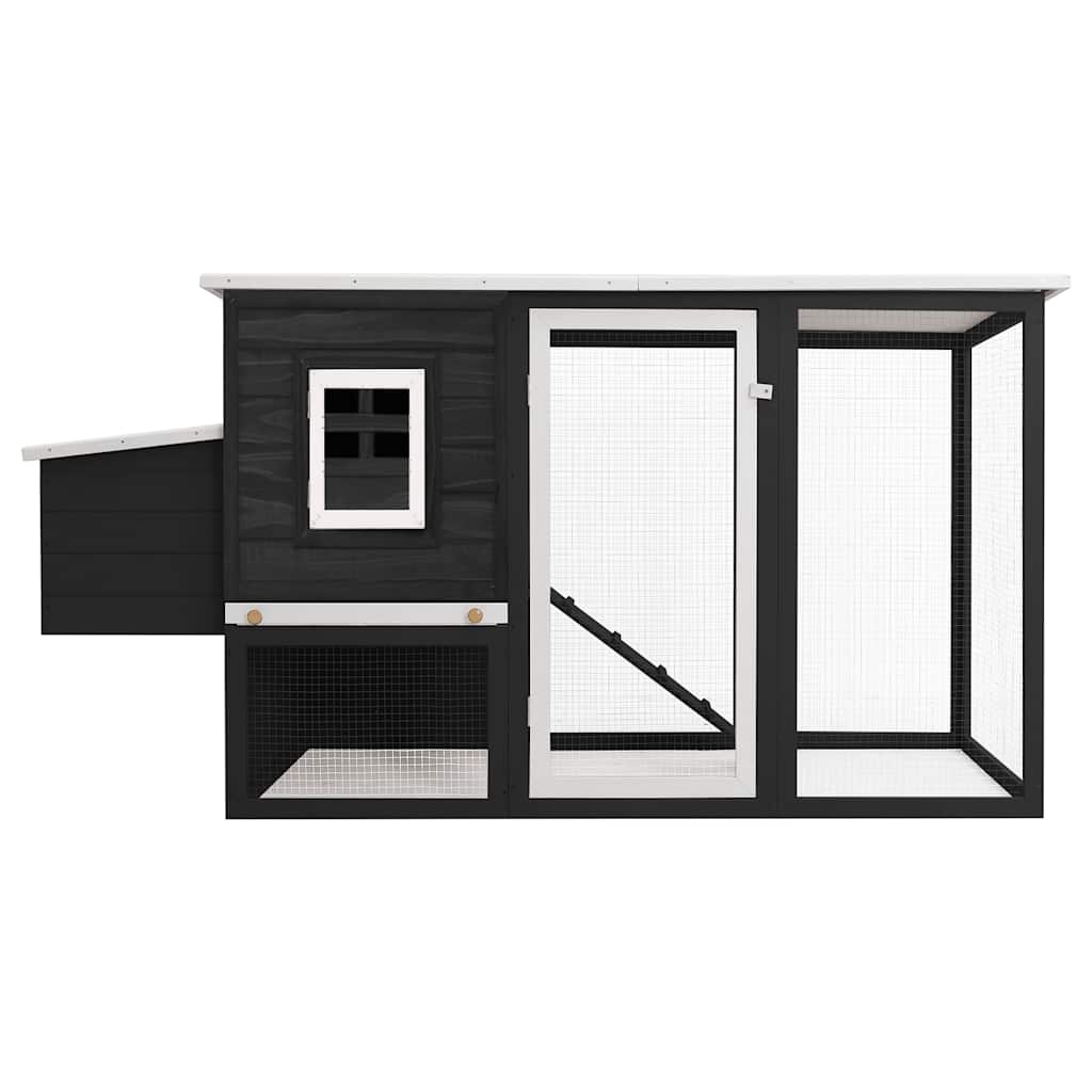 170846 vidaXL Outdoor Chicken Cage Hen House with 1 Egg Cage Grey Wood
