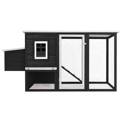 170846 vidaXL Outdoor Chicken Cage Hen House with 1 Egg Cage Grey Wood