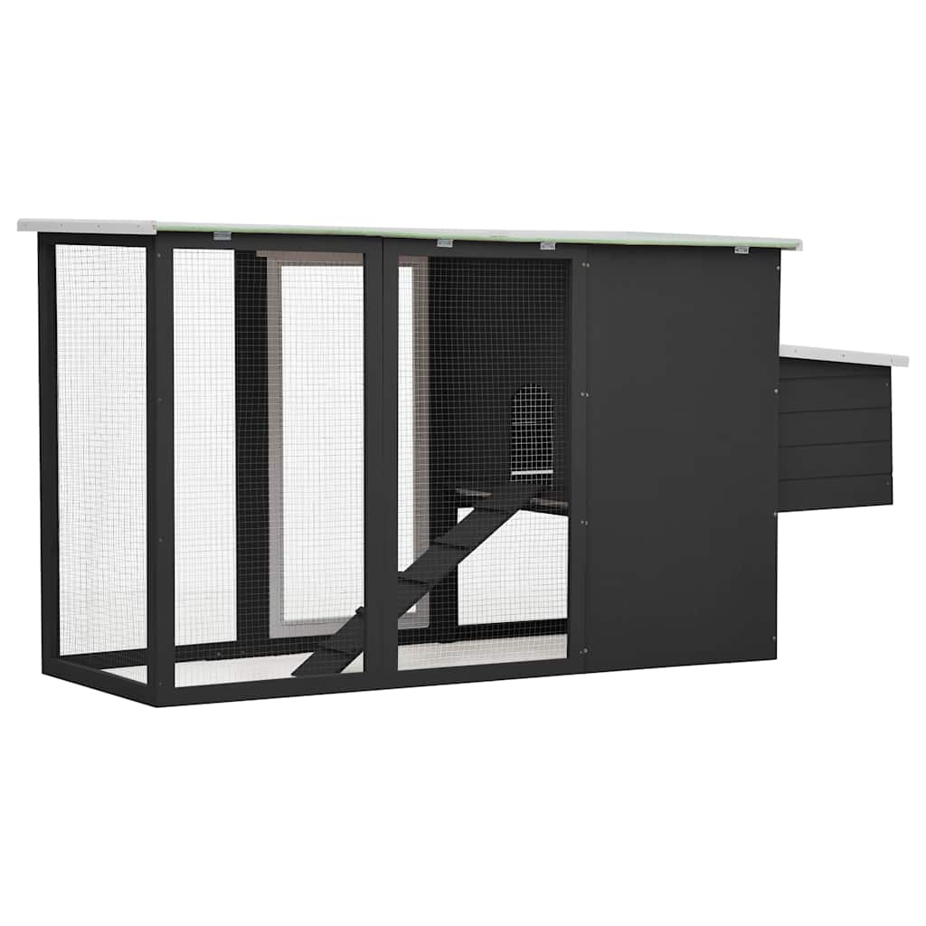 170846 vidaXL Outdoor Chicken Cage Hen House with 1 Egg Cage Grey Wood