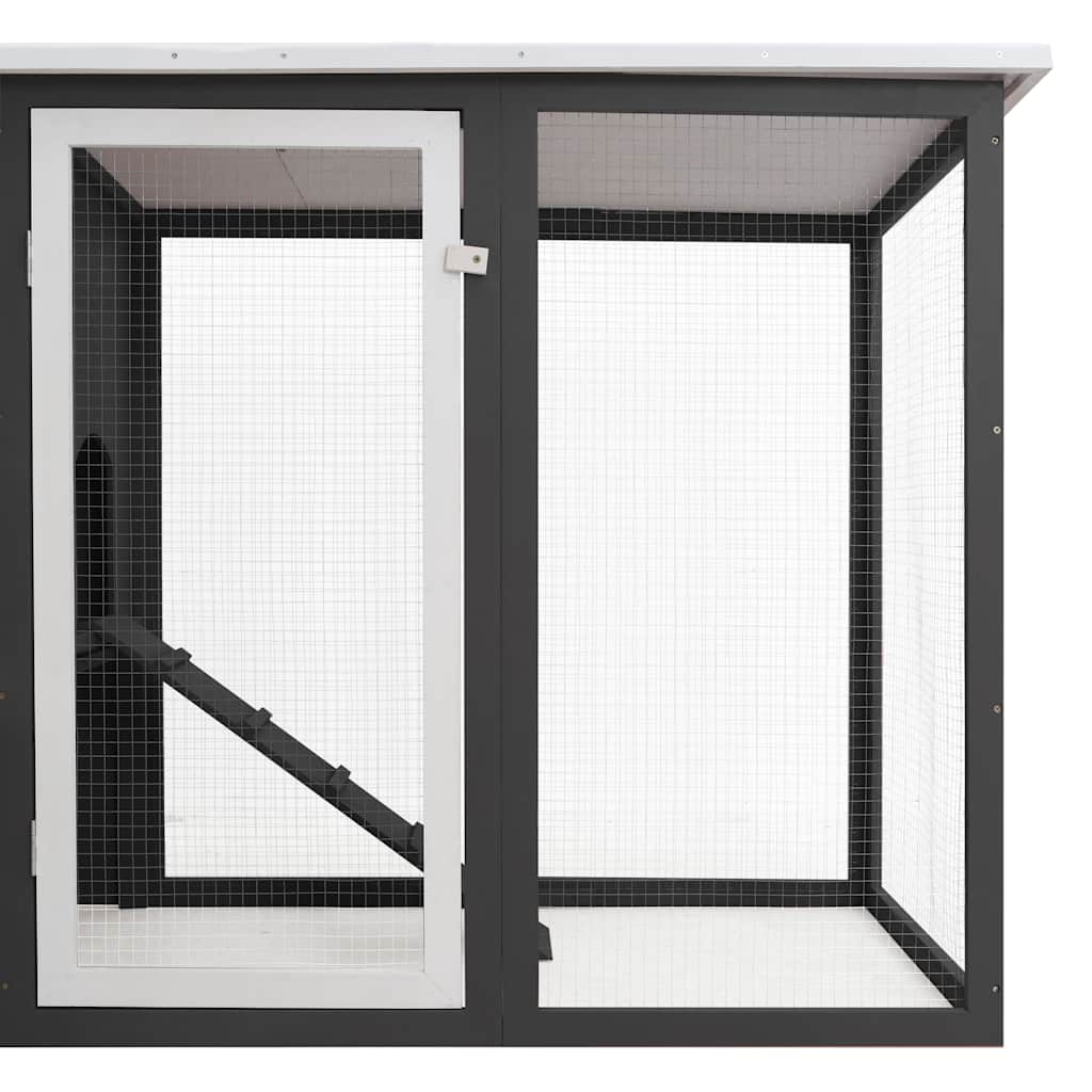 170846 vidaXL Outdoor Chicken Cage Hen House with 1 Egg Cage Grey Wood