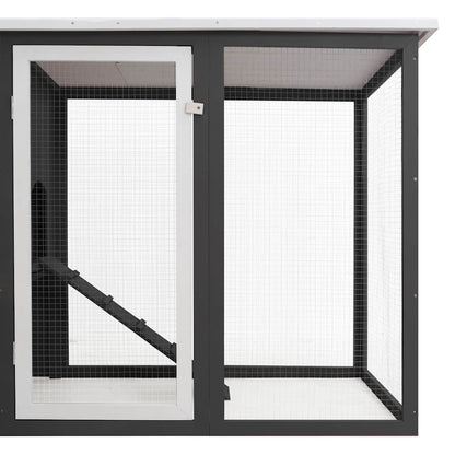 170846 vidaXL Outdoor Chicken Cage Hen House with 1 Egg Cage Grey Wood