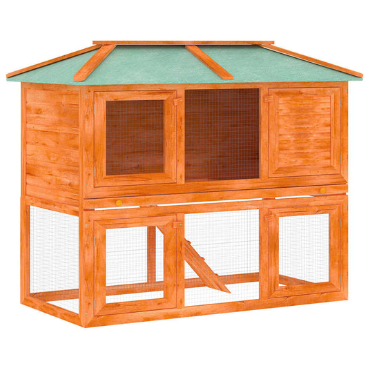 Animal Cage | Brown | Fir wood | Double floor | Durable | Animal Cage
