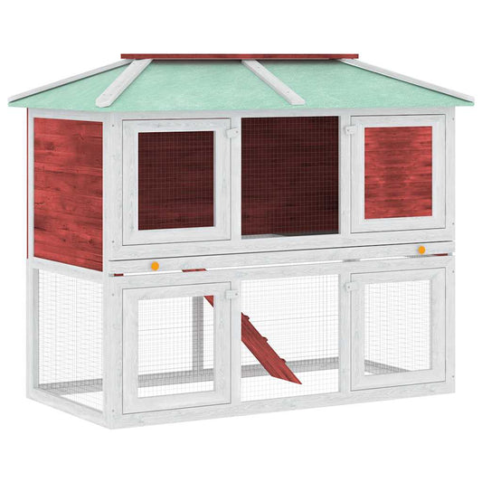 Animal Cage | White & Red | Fir Wood, Plywood, Iron Wire