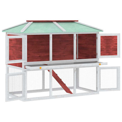 170851 vidaXL Animal Rabbit Cage Double Floor Red Wood