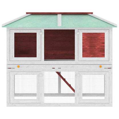 170851 vidaXL Animal Rabbit Cage Double Floor Red Wood