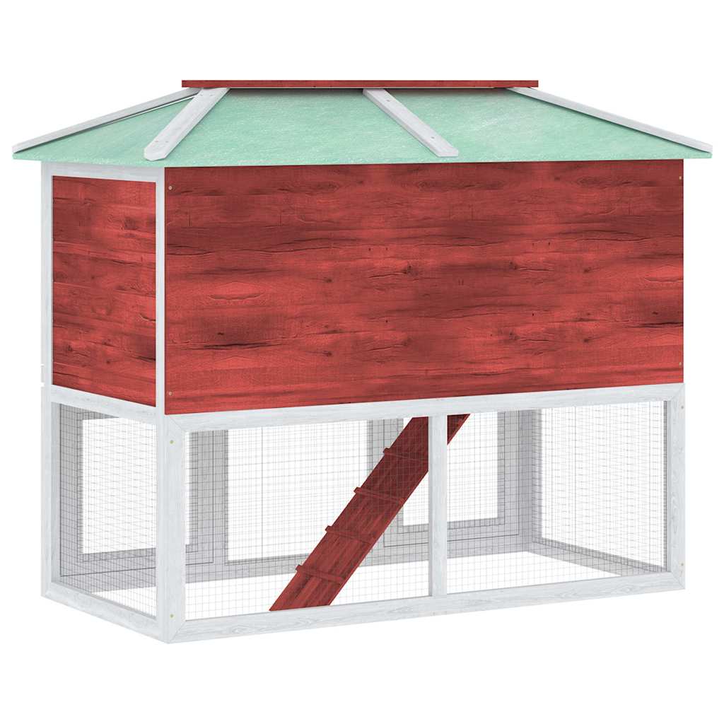 170851 vidaXL Animal Rabbit Cage Double Floor Red Wood