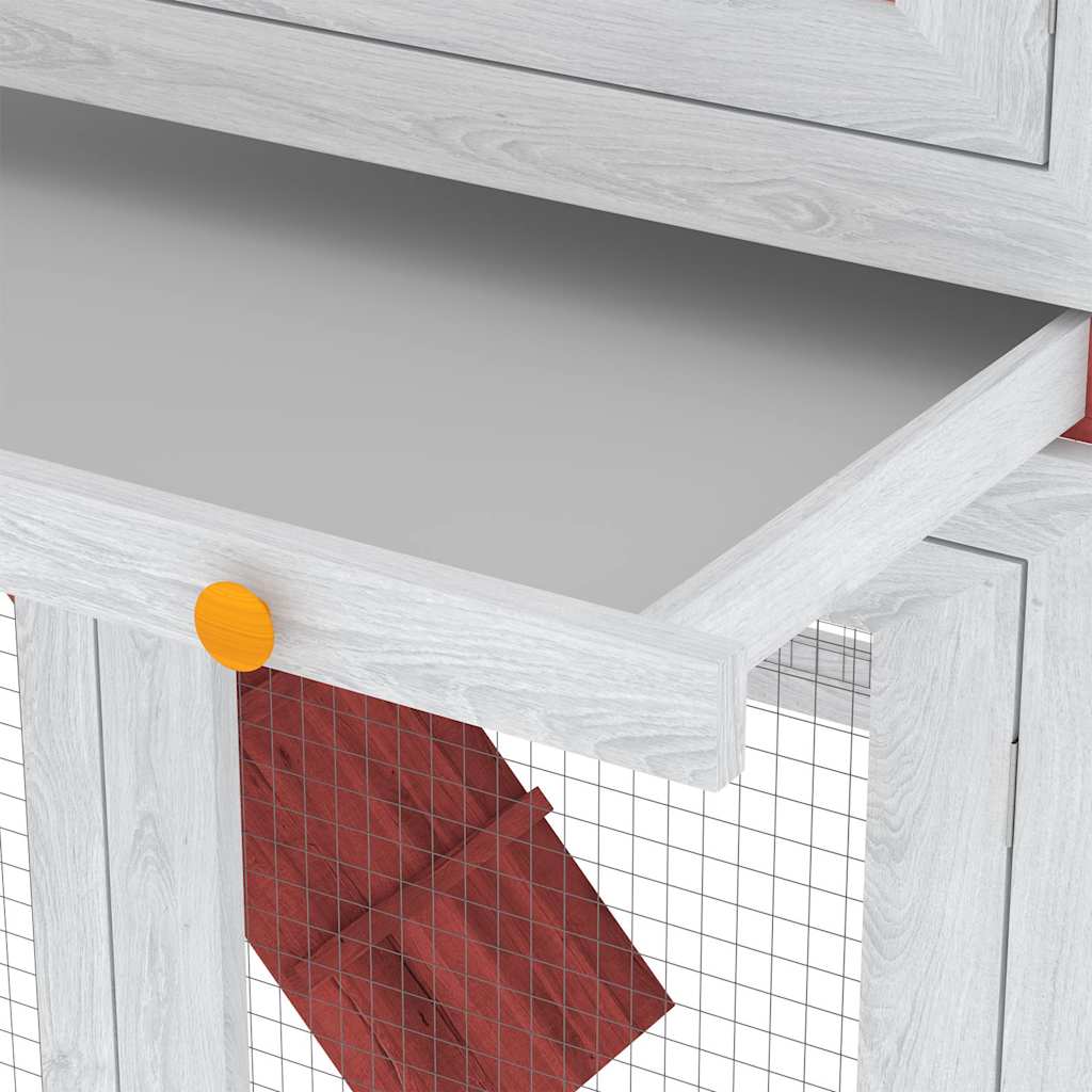 170851 vidaXL Animal Rabbit Cage Double Floor Red Wood
