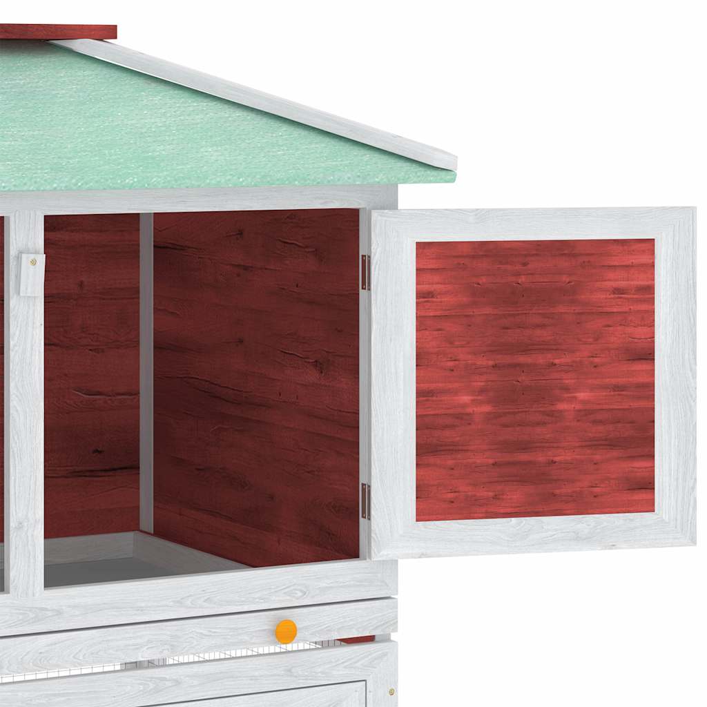 170851 vidaXL Animal Rabbit Cage Double Floor Red Wood