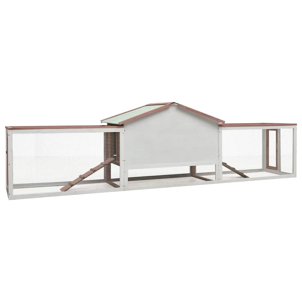 Rabbit Hutch Mocha 310x70x87 cm Solid Pine & Fir Wood