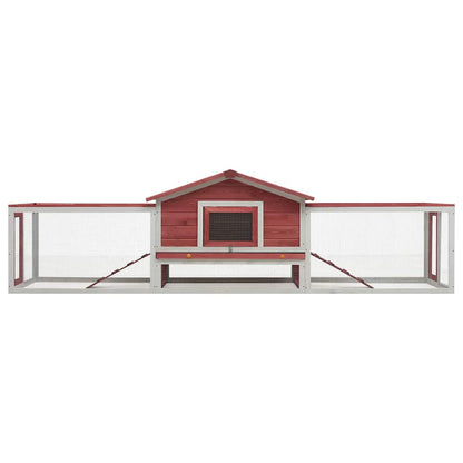 Rabbit Hutch Red 310x70x87 cm Solid Pine & Fir Wood