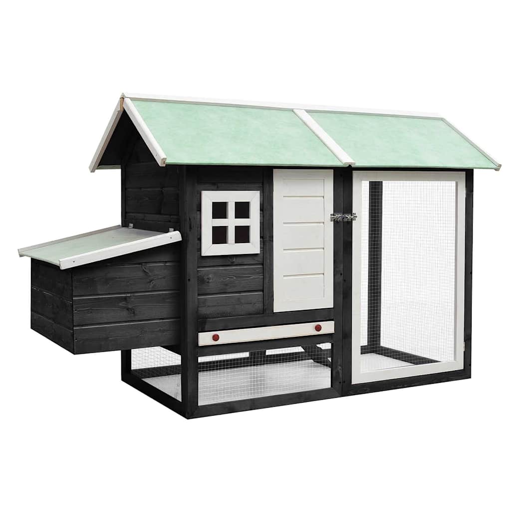 170861 vidaXL Chicken Cage Grey 170x81x110 cm Solid Pine & Fir Wood