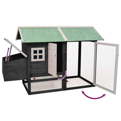 170861 vidaXL Chicken Cage Grey 170x81x110 cm Solid Pine & Fir Wood