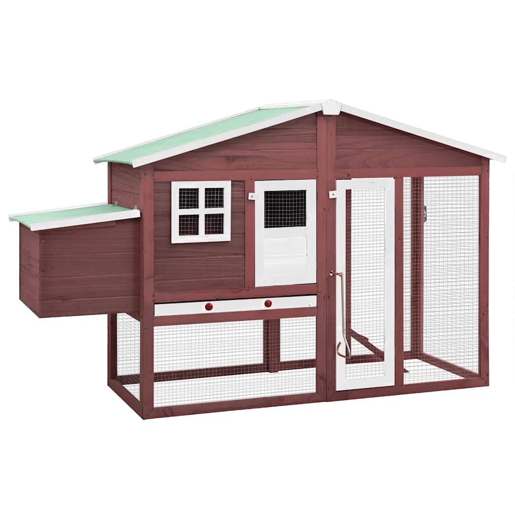 Chicken Coop with Nest Box Mocha and White Solid Fir Wood