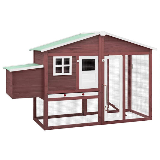 Chicken Coop with Nest Box Mocha and White Solid Fir Wood