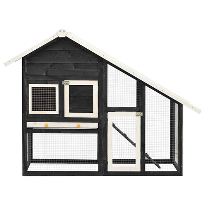 Rabbit Hutch Grey and White 140x63x120 cm Solid Firwood