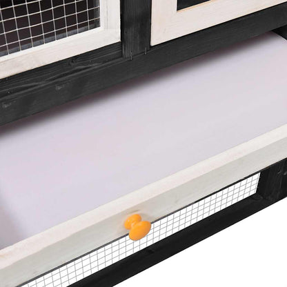 Rabbit Hutch Grey and White 140x63x120 cm Solid Firwood