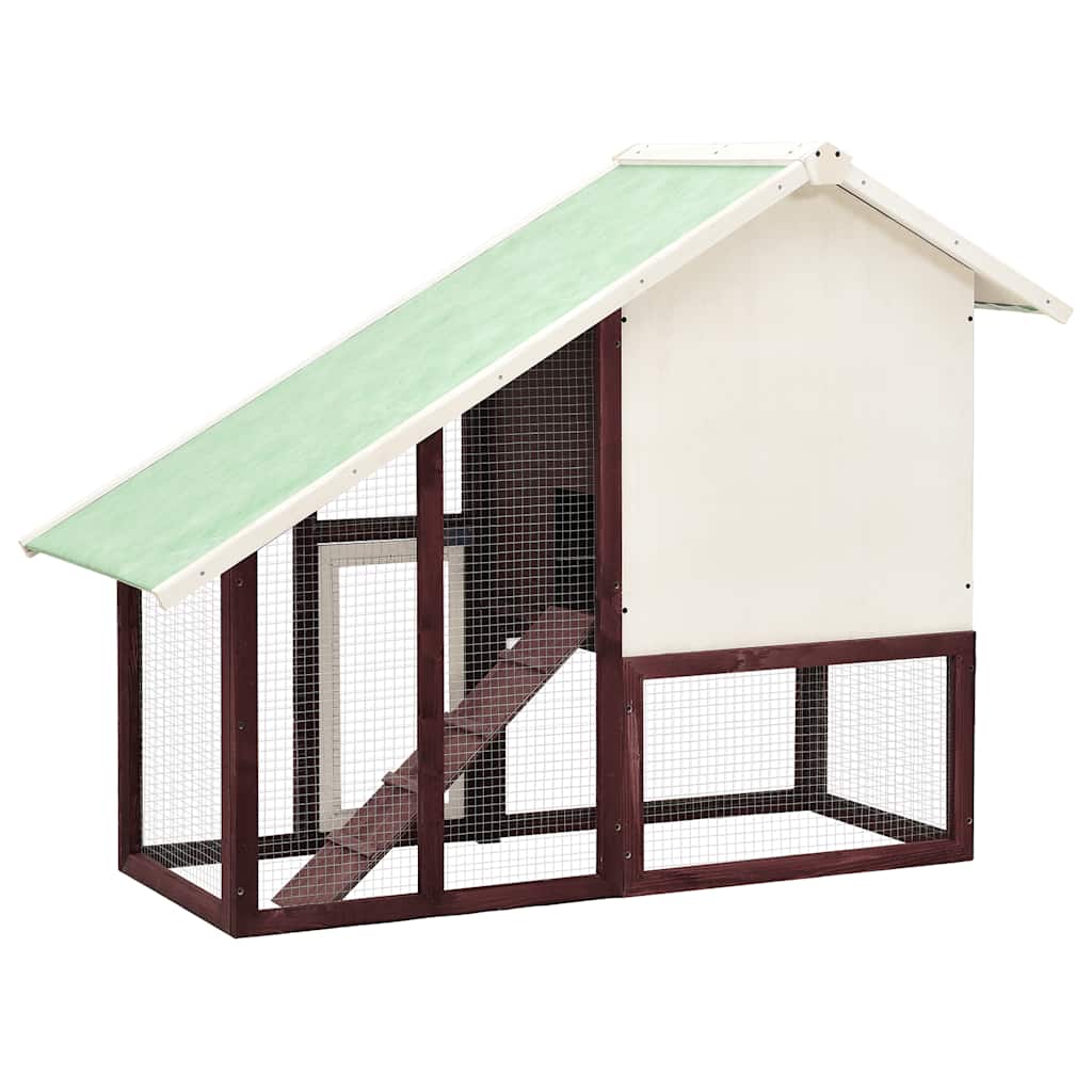 Rabbit Hutch Mocha and White 140x63x120 cm Solid Firwood