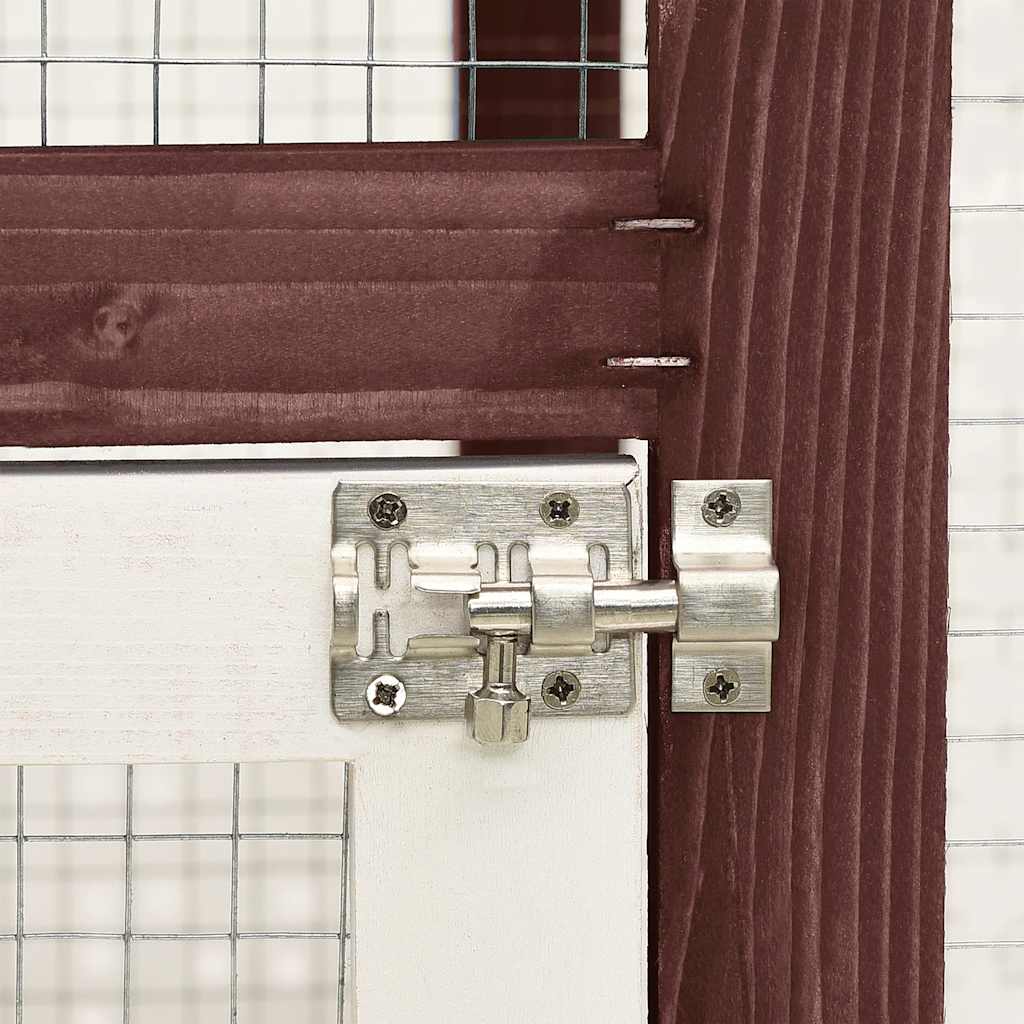 Rabbit Hutch Mocha and White 140x63x120 cm Solid Firwood