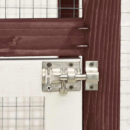 Rabbit Hutch Mocha and White 140x63x120 cm Solid Firwood