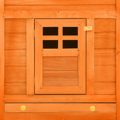 Outdoor Rabbit Hutch with Run Brown Solid Fir Wood