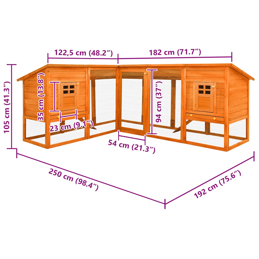 Outdoor Rabbit Hutch with Run Brown Solid Fir Wood