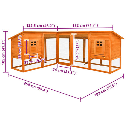 Outdoor Rabbit Hutch with Run Brown Solid Fir Wood