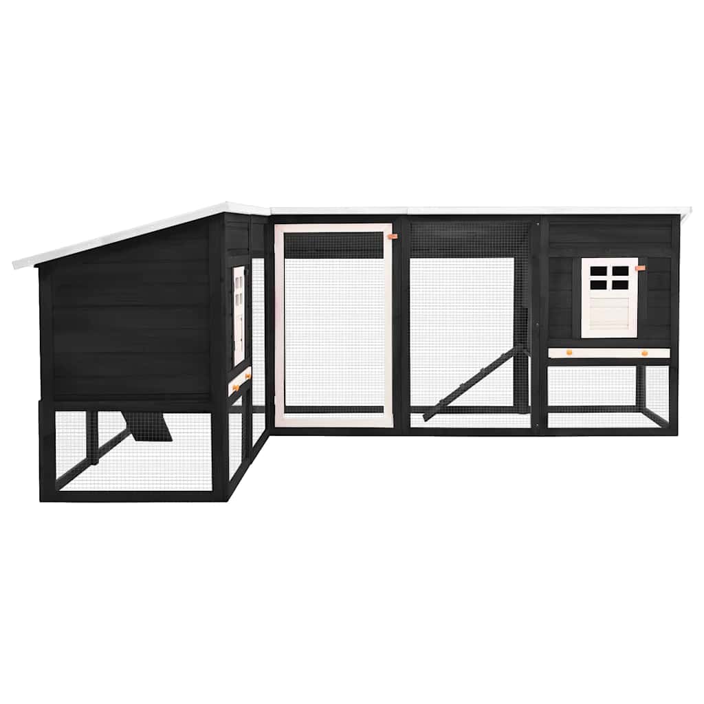 Outdoor Rabbit Hutch with Run Grey and White Solid Fir Wood