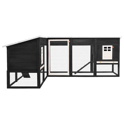 Outdoor Rabbit Hutch with Run Grey and White Solid Fir Wood