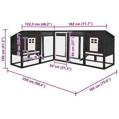 Outdoor Rabbit Hutch with Run Grey and White Solid Fir Wood