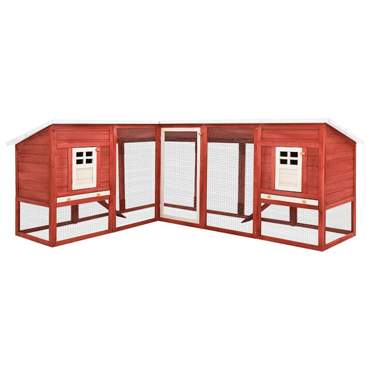 Rabbit Hutch | Red and White | Solid Fir Wood, Plywood, Galvanised Steel