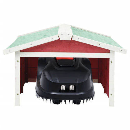 Robotic Lawn Mower Garage 72x87x50 cm Red and White Firwood