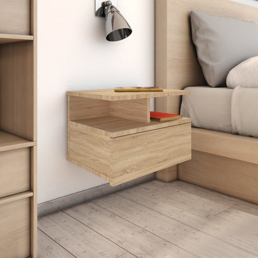 Floating Nightstand | Sonoma Oak | Engineered Wood | Compact | Storage