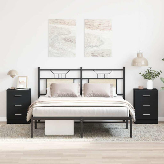 800453 vidaXL Bedside Cabinets 2 pcs Black 38x35x56 cm Engineered Wood