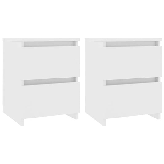 Bedside Cabinets 2 pcs White 30x30x40 cm Engineered Wood