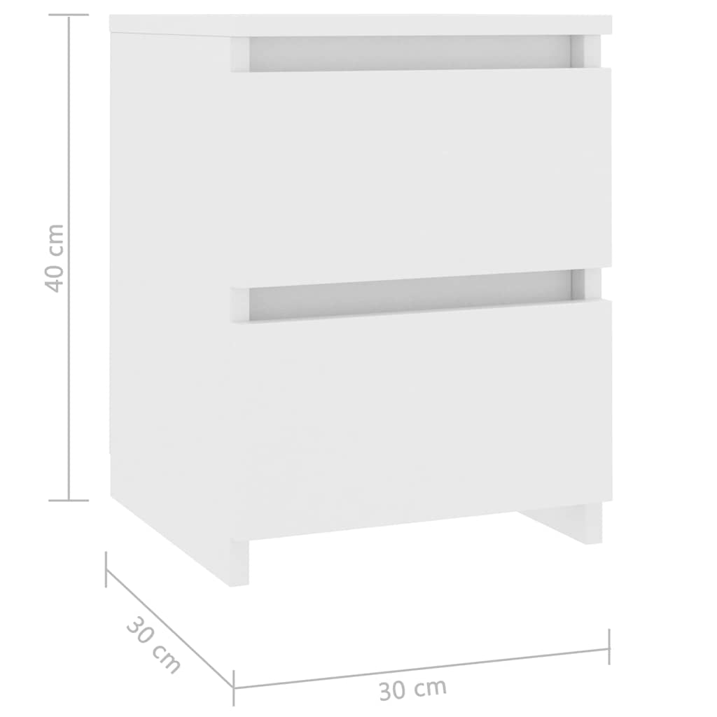 800514 vidaXL Bedside Cabinets 2 pcs White 30x30x40 cm Engineered Wood