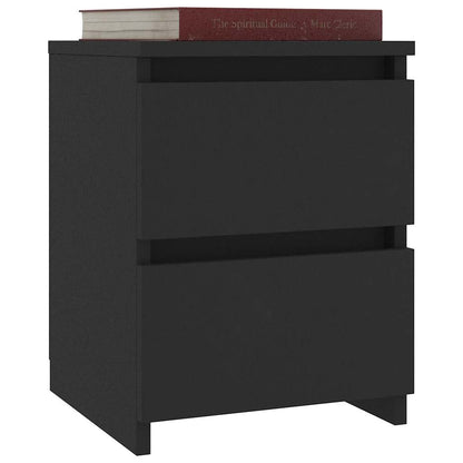 Bedside Cabinet | Set of 2 | Black | Engineered wood | 30x30x40 cm