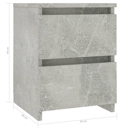 Bedside Cabinets 2 pcs Concrete Grey 30x30x40 cm Engineered Wood
