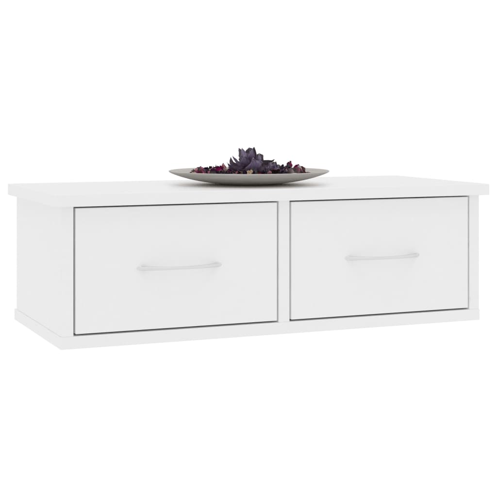 800585 vidaXL Wall-mounted Drawer Shelf White 60x26x18,5 cm Engineered Wood