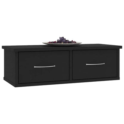 800586 vidaXL Wall-mounted Drawer Shelf Black 60x26x18,5 cm Engineered Wood