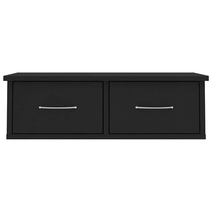 800586 vidaXL Wall-mounted Drawer Shelf Black 60x26x18,5 cm Engineered Wood