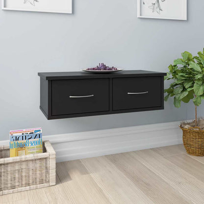 800586 vidaXL Wall-mounted Drawer Shelf Black 60x26x18,5 cm Engineered Wood