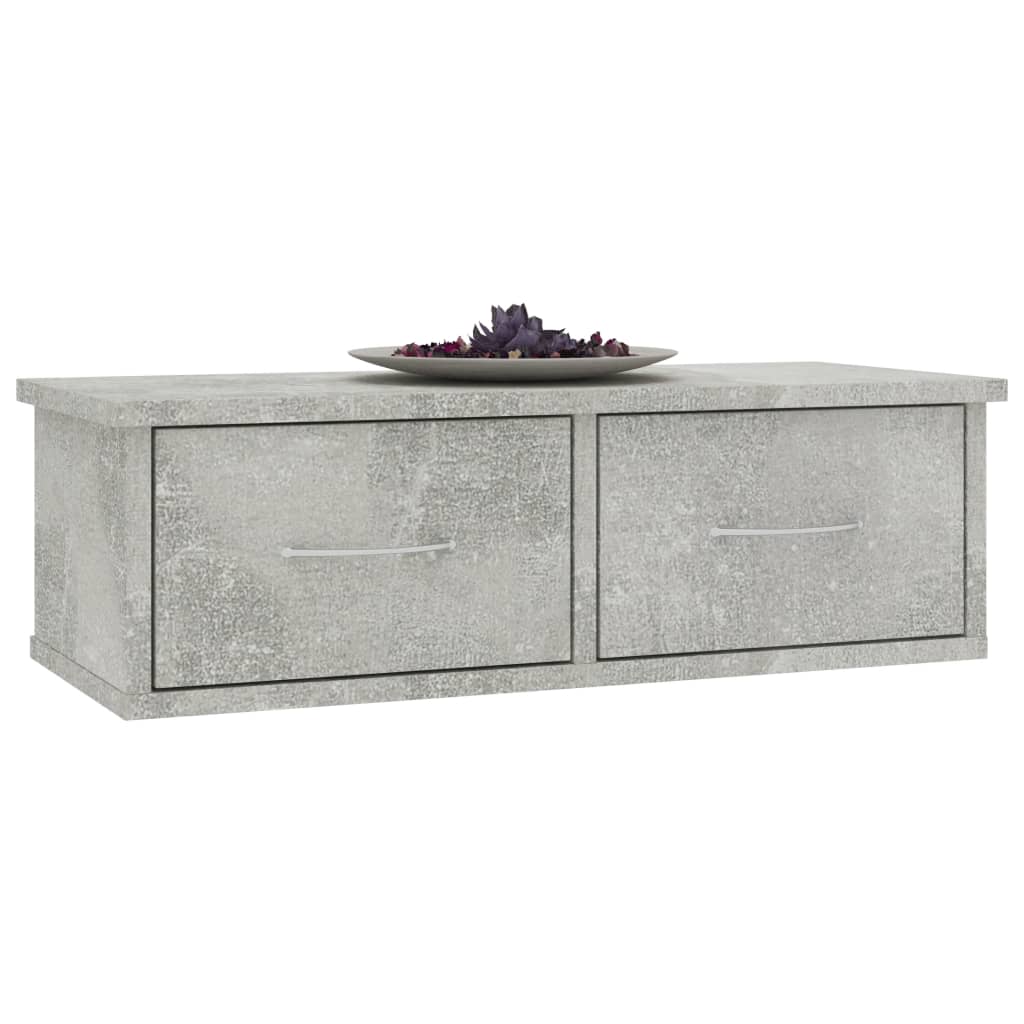 800589 vidaXL Wall-mounted Drawer Shelf Concrete Grey 60x26x18,5 cm Engineered Wood