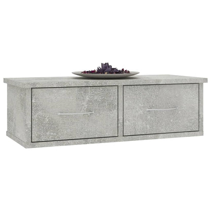 800589 vidaXL Wall-mounted Drawer Shelf Concrete Grey 60x26x18,5 cm Engineered Wood
