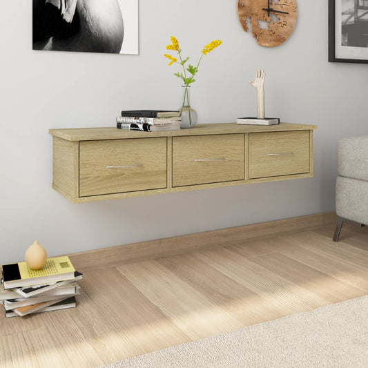 800597 vidaXL Wall-mounted Drawer Shelf Sonoma Oak 88x26x18,5 cm Engineered Wood