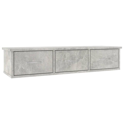 800598 vidaXL Wall-mounted Drawer Shelf Concrete Grey 88x26x18,5 cm Engineered Wood